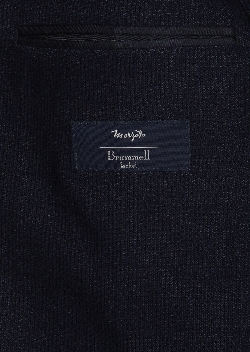 Light Navy Blue Shirt Shoulder Slim Fit Wool Blended Jacket - 9