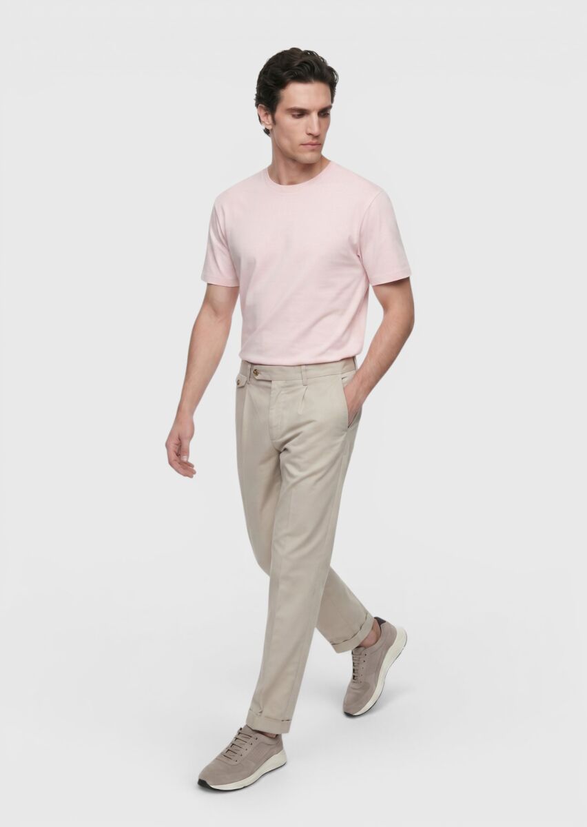 Light Pink Plain 100% Cotton T-Shirt - 2