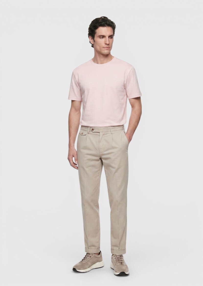 Light Pink Plain 100% Cotton T-Shirt - 4
