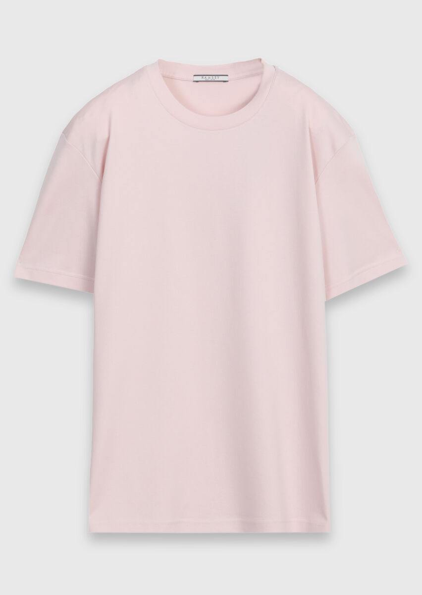 Light Pink Plain 100% Cotton T-Shirt - 6