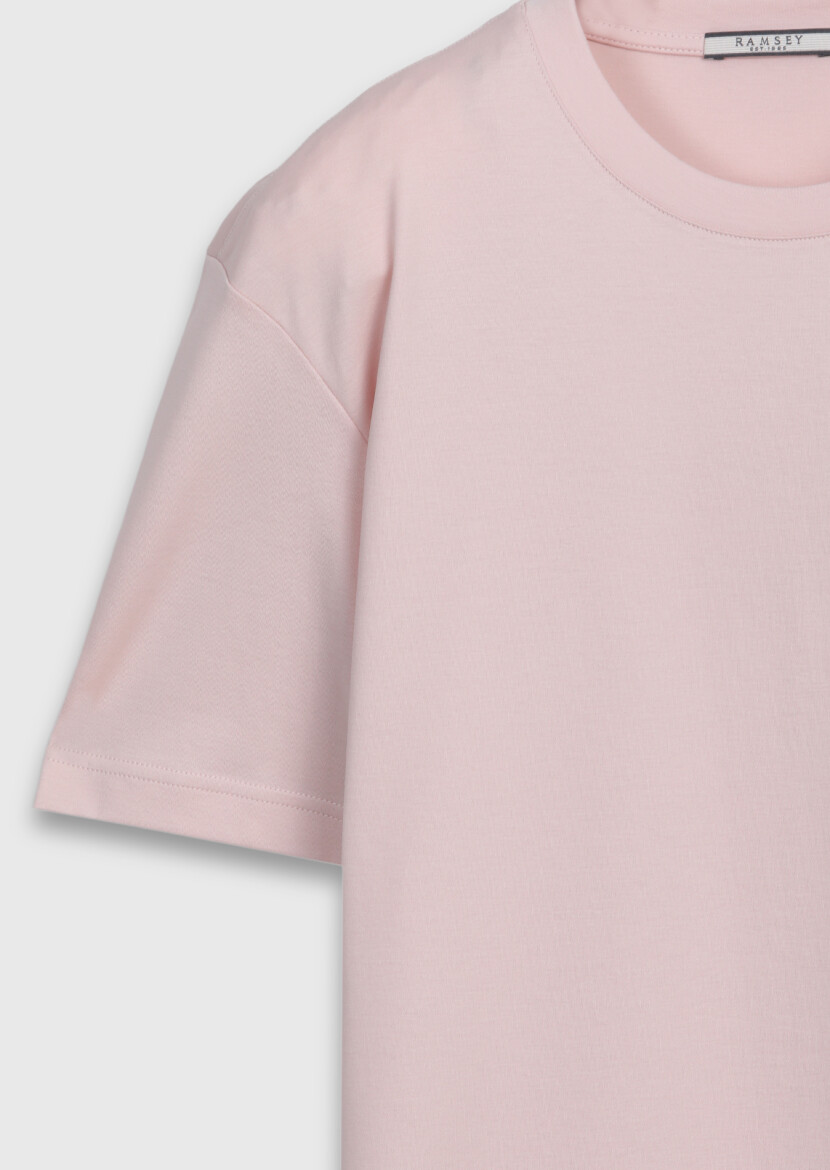 Light Pink Plain 100% Cotton T-Shirt - 7
