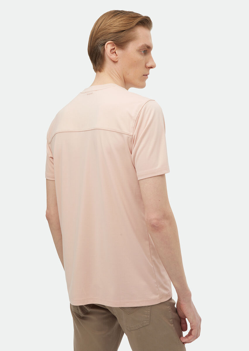 Light Pink Plain Crew Neck T-Shirt - 4