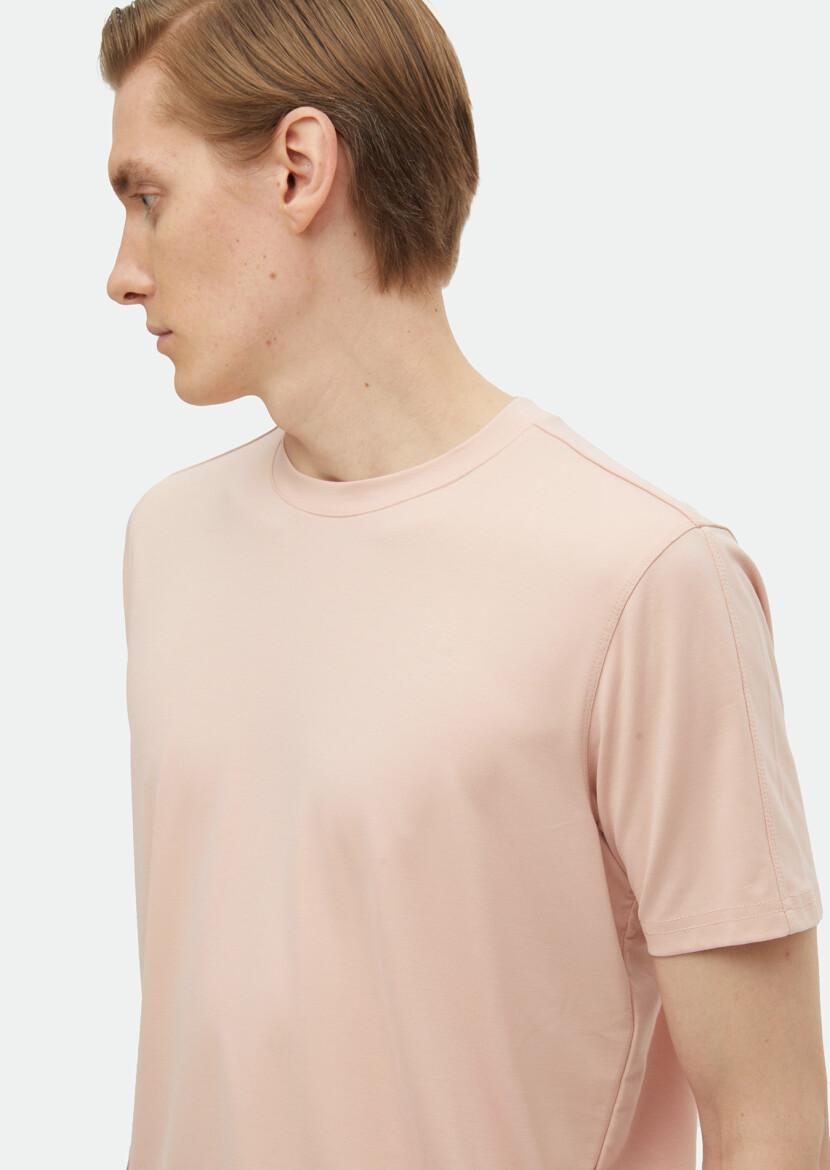 Light Pink Plain Crew Neck T-Shirt 