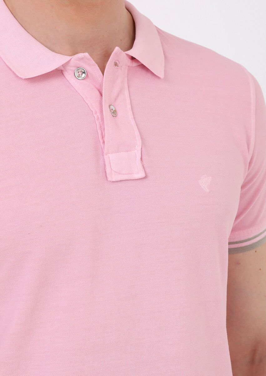 Light Pink Plain Polo Neck 100% Cotton T-Shirt - 4