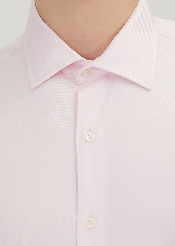 Light Pink Regular Fit Weaving Classical 100% Cotton Shirt - 4