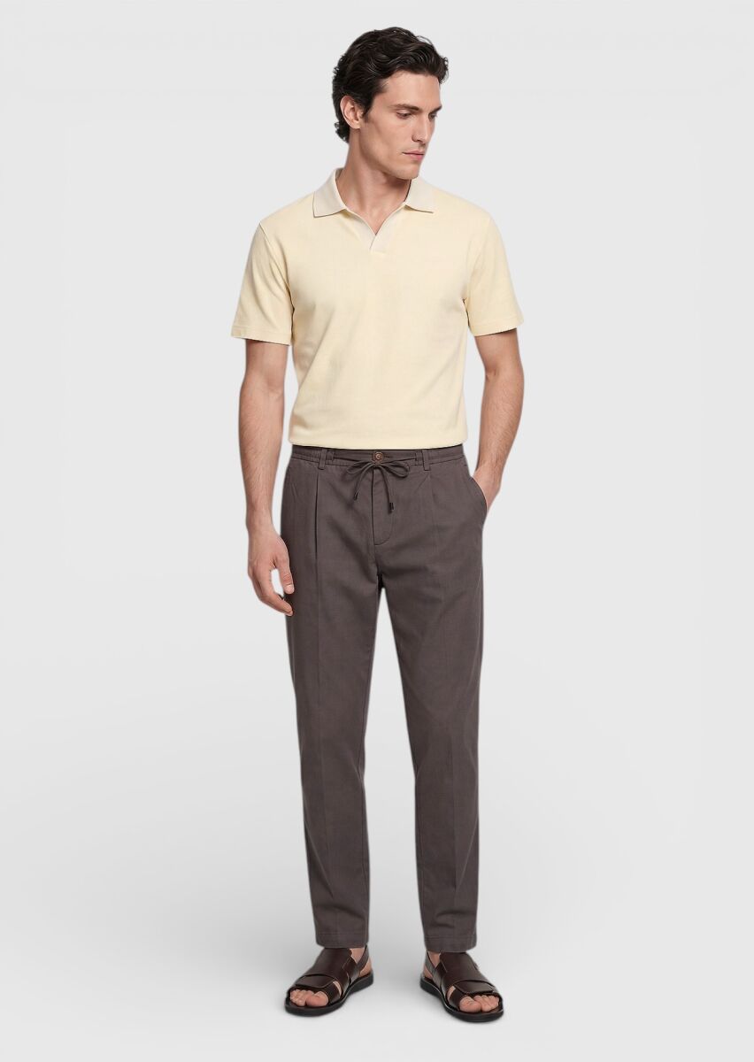 Light Yellow Jacquard 100% Cotton T-Shirt - 2