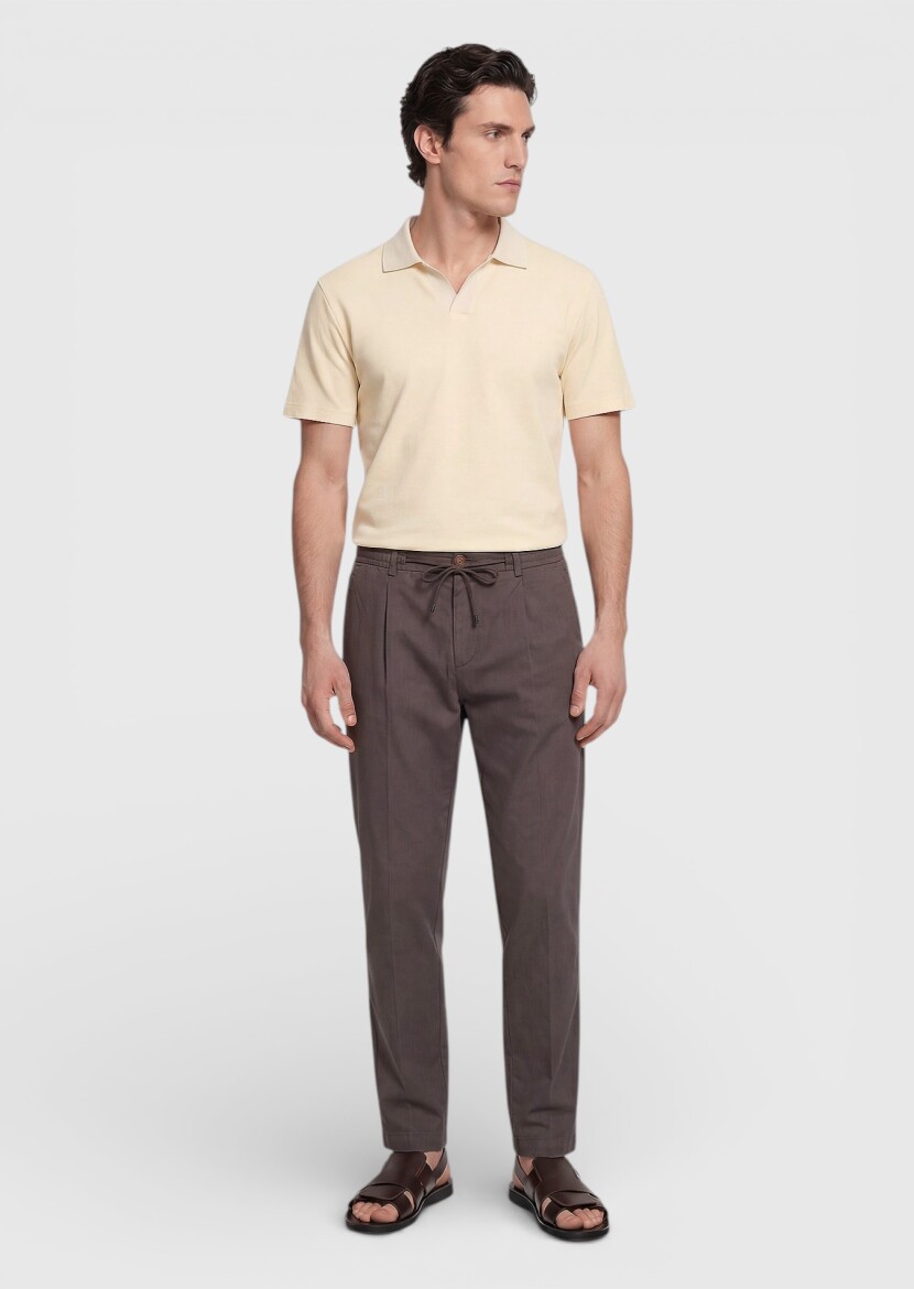 Light Yellow Jacquard 100% Cotton T-Shirt - 4