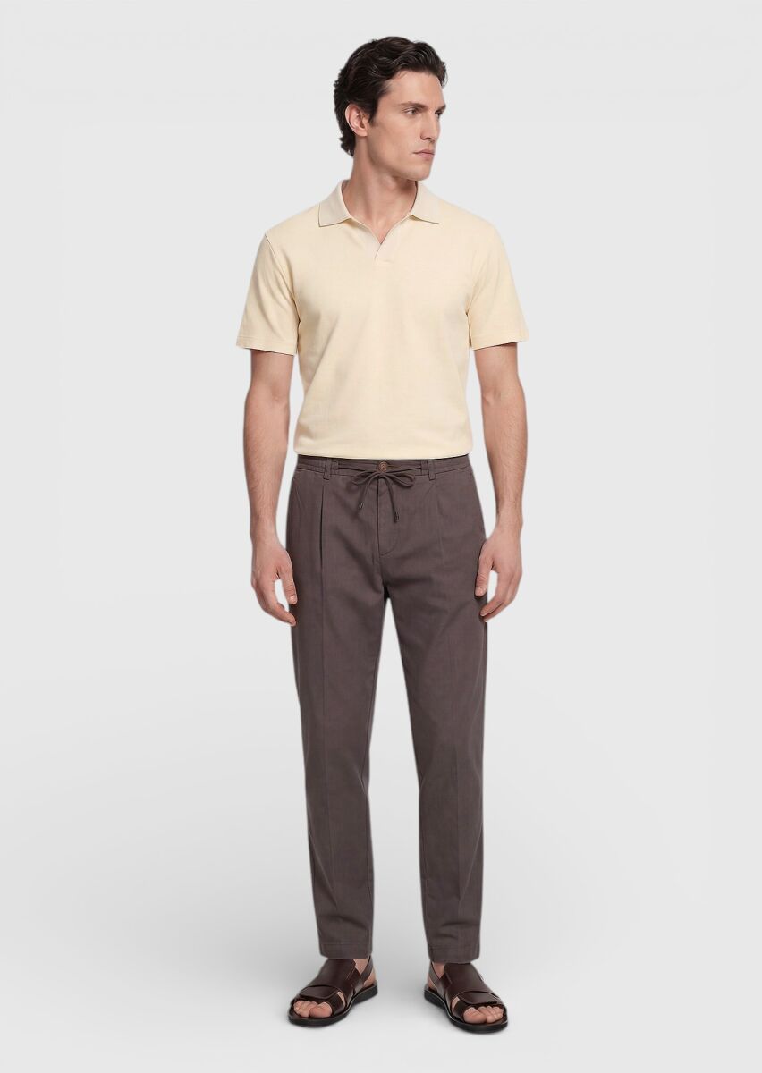 Light Yellow Jacquard 100% Cotton T-Shirt - 4