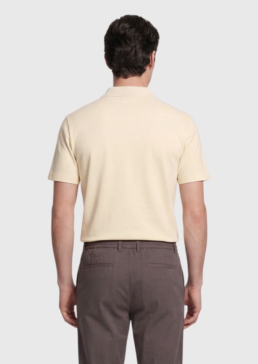 Light Yellow Jacquard 100% Cotton T-Shirt - 5