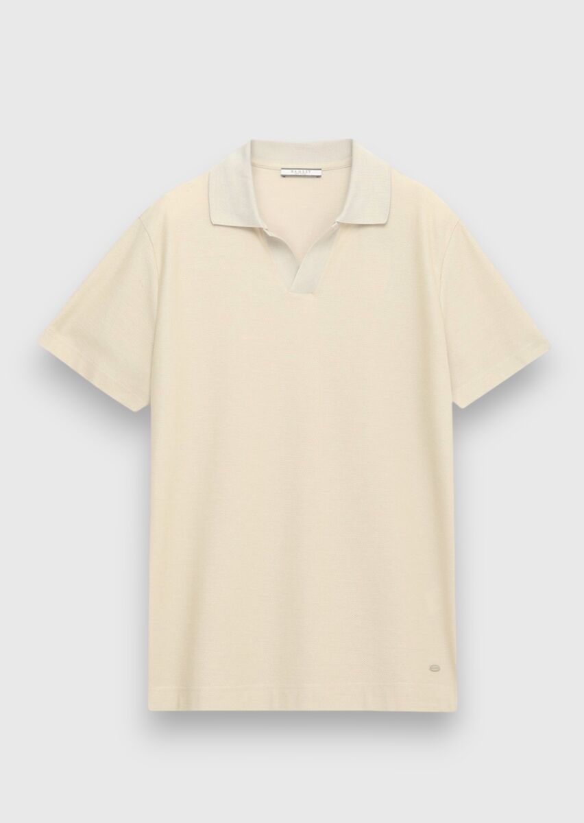 Light Yellow Jacquard 100% Cotton T-Shirt - 6