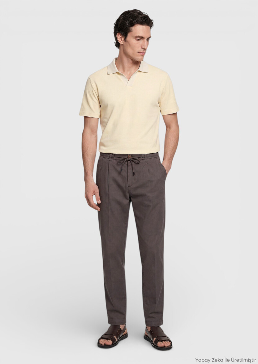 Light Yellow Jacquard 100% Cotton T-Shirt - RAMSEY