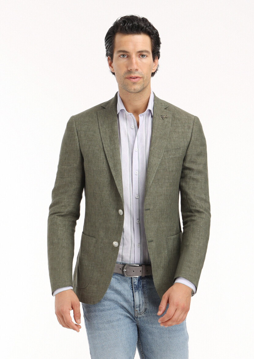 Lila Çizgili Regular Fit Uzun Dokuma Casual Pamuk Karışımlı Gömlek - 5