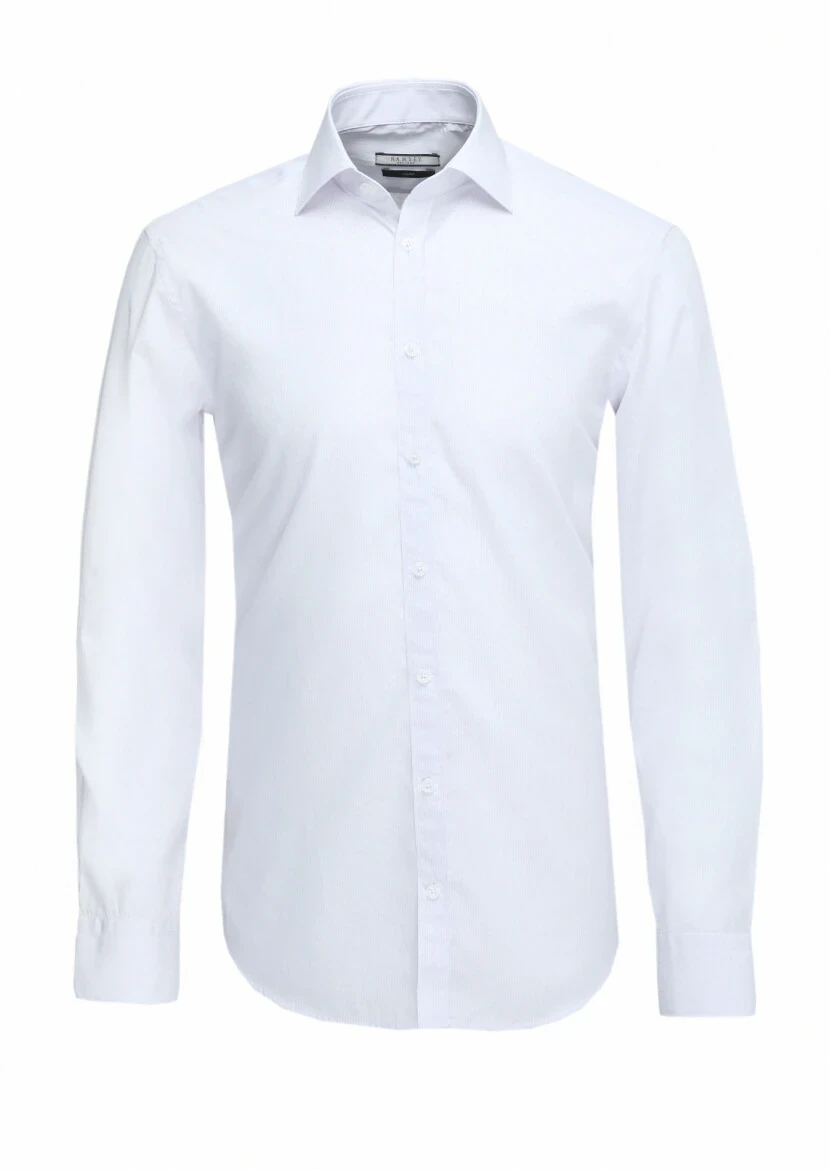 Lila Mikro Regular Fit Dokuma Klasik %100 Pamuk Gömlek - 5