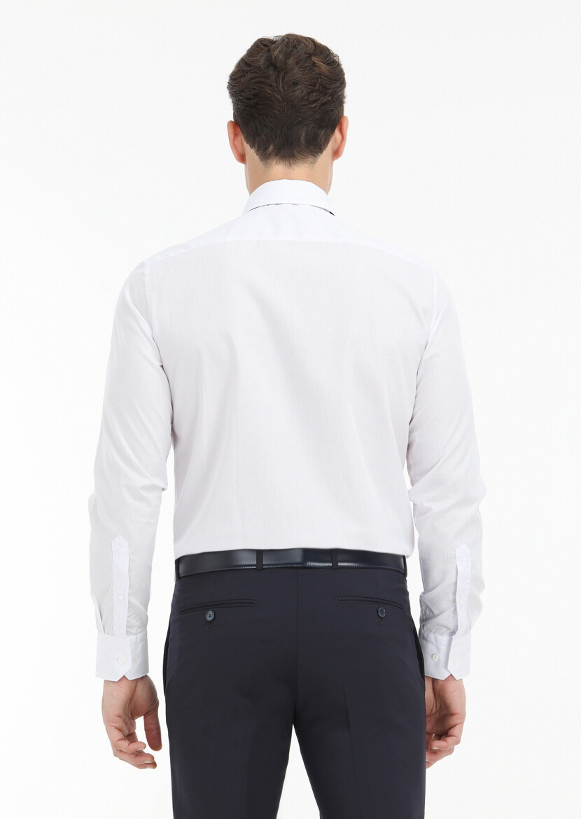 Lila Mikro Regular Fit Uzun Dokuma Klasik %100 Pamuk Gömlek - 4