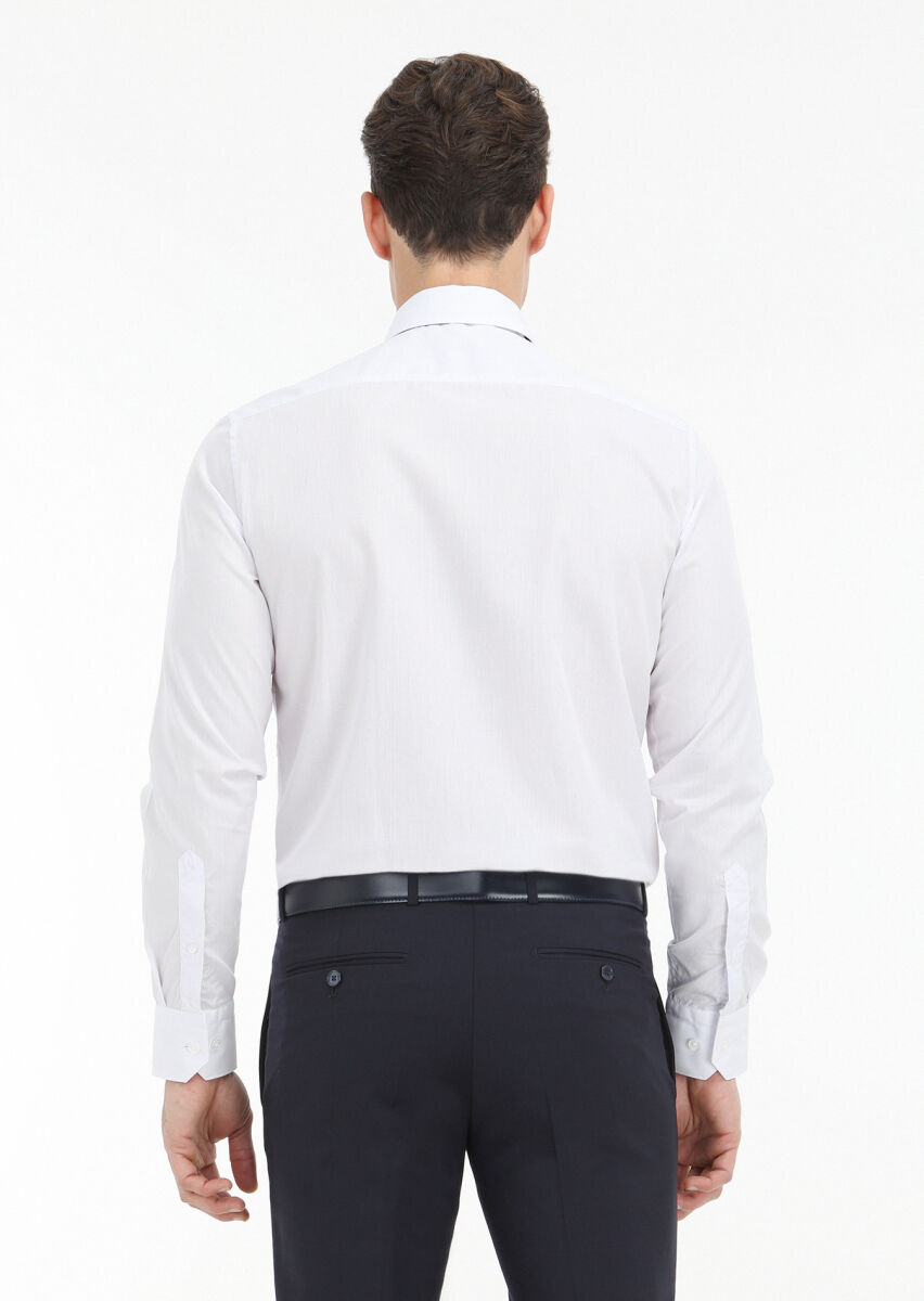 Lila Mikro Regular Fit Uzun Dokuma Klasik %100 Pamuk Gömlek - 4