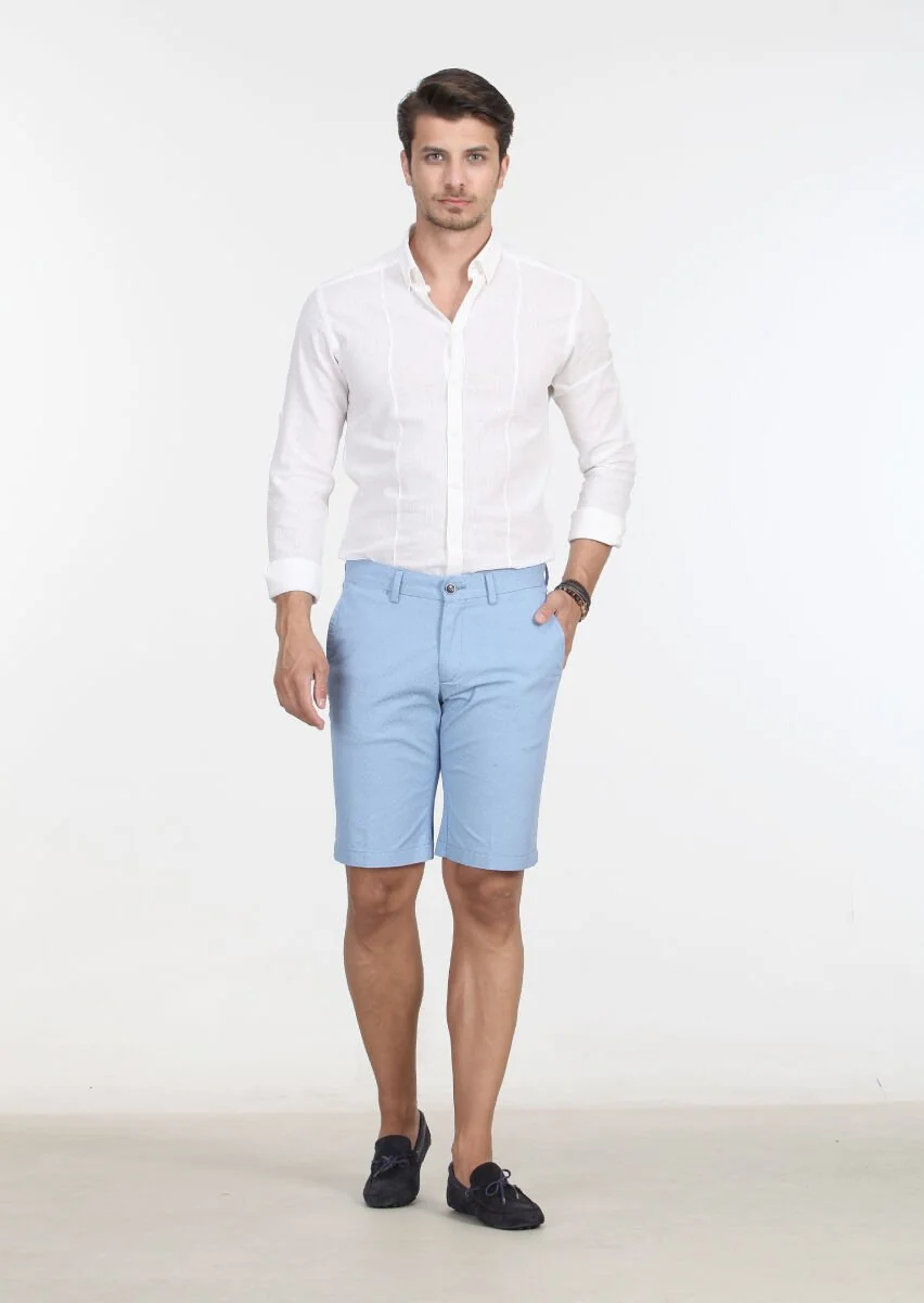 Mavi Baskılı Dokuma Regular Fit Casual Pamuk Karışımlı Bermuda - 1