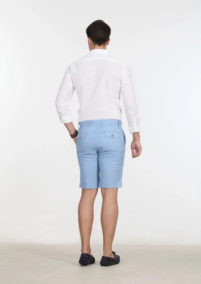 Mavi Baskılı Dokuma Regular Fit Casual Pamuk Karışımlı Bermuda - 4