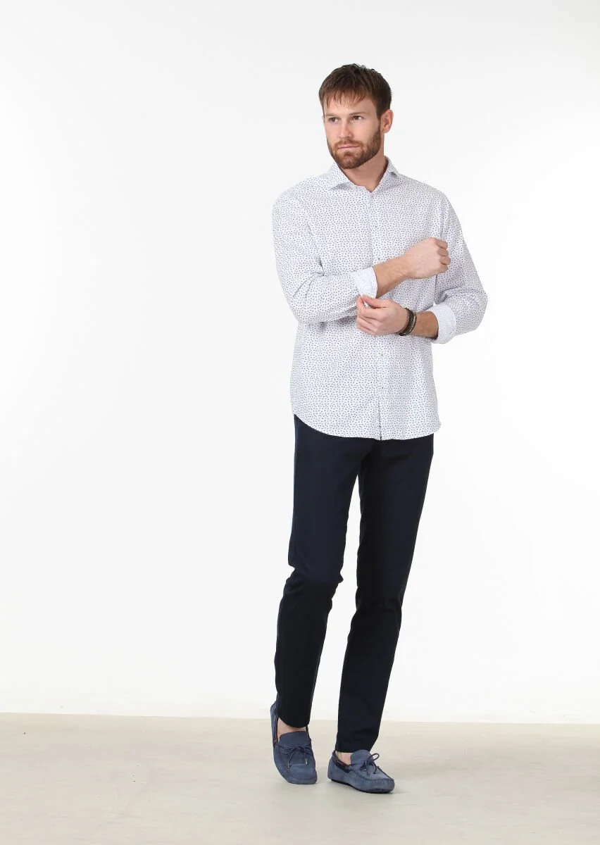 Mavi Baskılı Regular Fit Dokuma Casual %100 Pamuk Gömlek - 2
