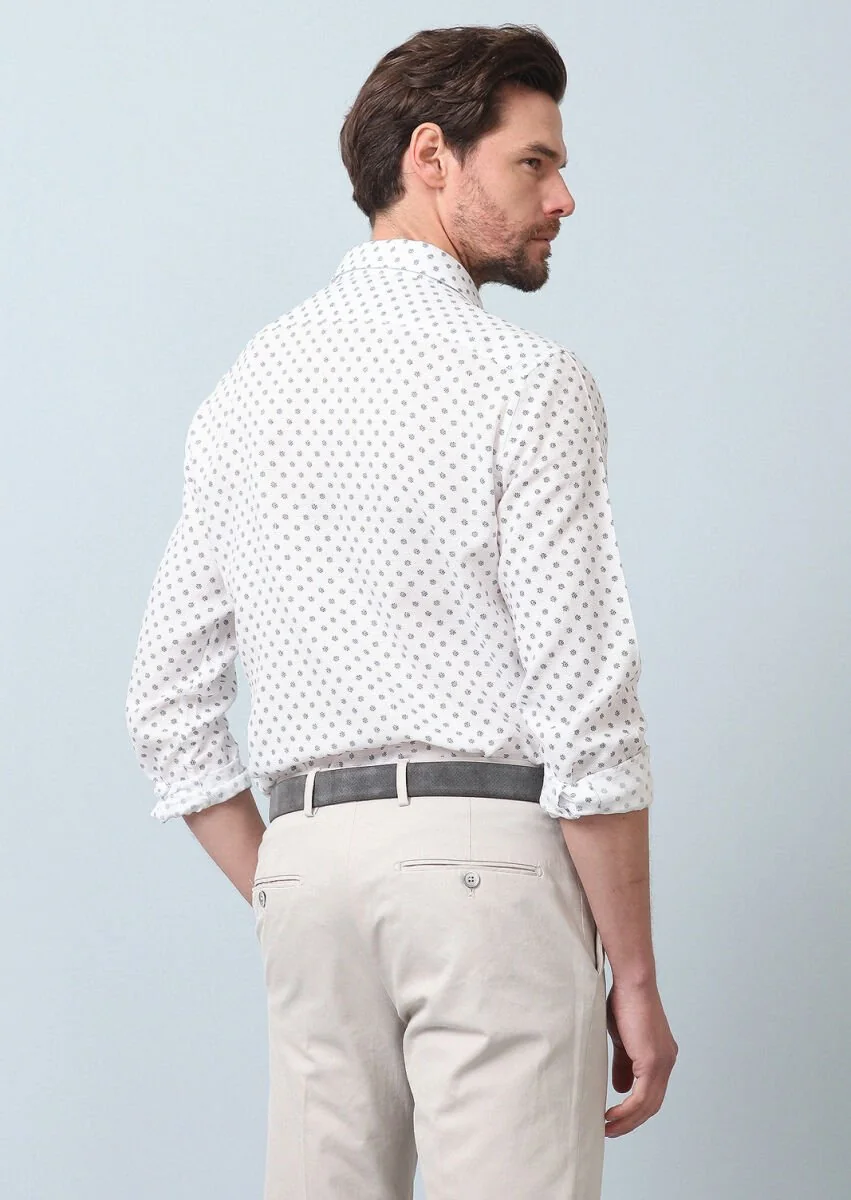 Mavi Baskılı Regular Fit Dokuma Casual Pamuk Karışımlı Gömlek - 6