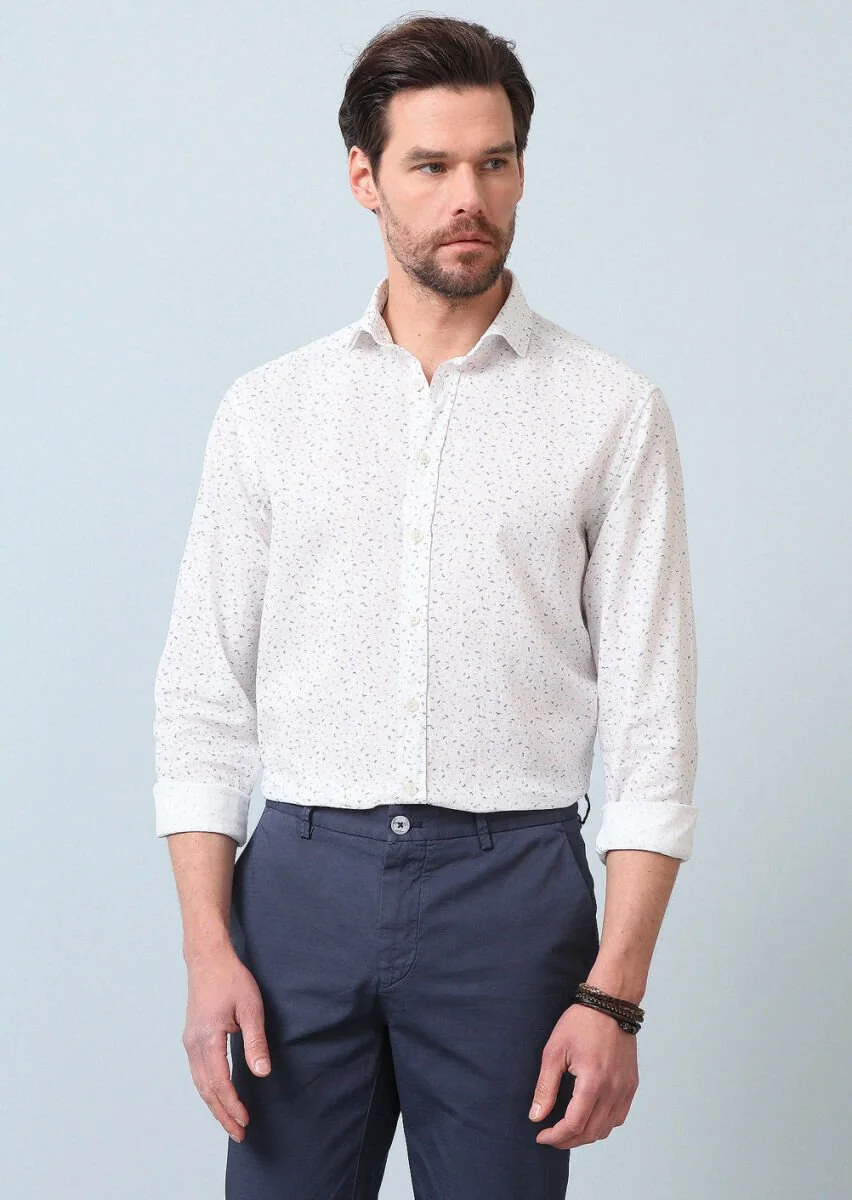 Mavi Baskılı Regular Fit Dokuma Casual Pamuk Karışımlı Gömlek - 5