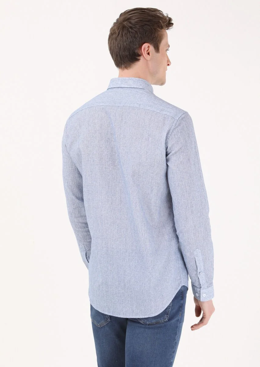 Mavi Baskılı Regular Fit Dokuma Casual Pamuk Karışımlı Gömlek - 5