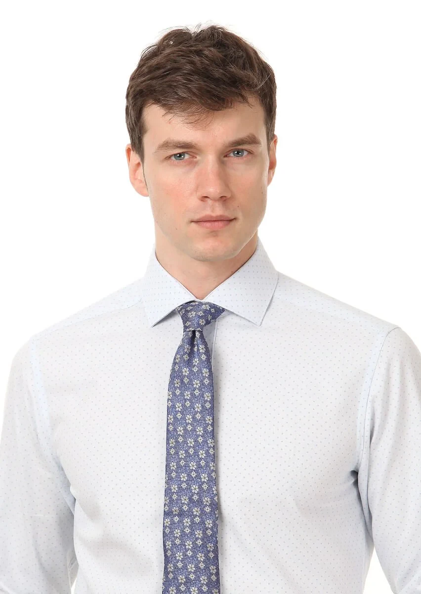 Mavi Baskılı Regular Fit Dokuma Klasik %100 Pamuk Gömlek - 2