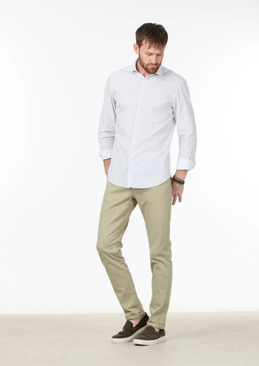 Mavi Baskılı Slim Fit Dokuma Casual Pamuk Karışımlı Gömlek - 2