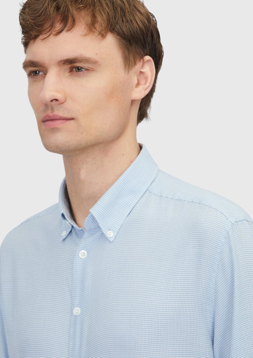 Mavi Casual Fit Uzun Dokuma Casual Pamuk Karışımlı Gömlek - 3