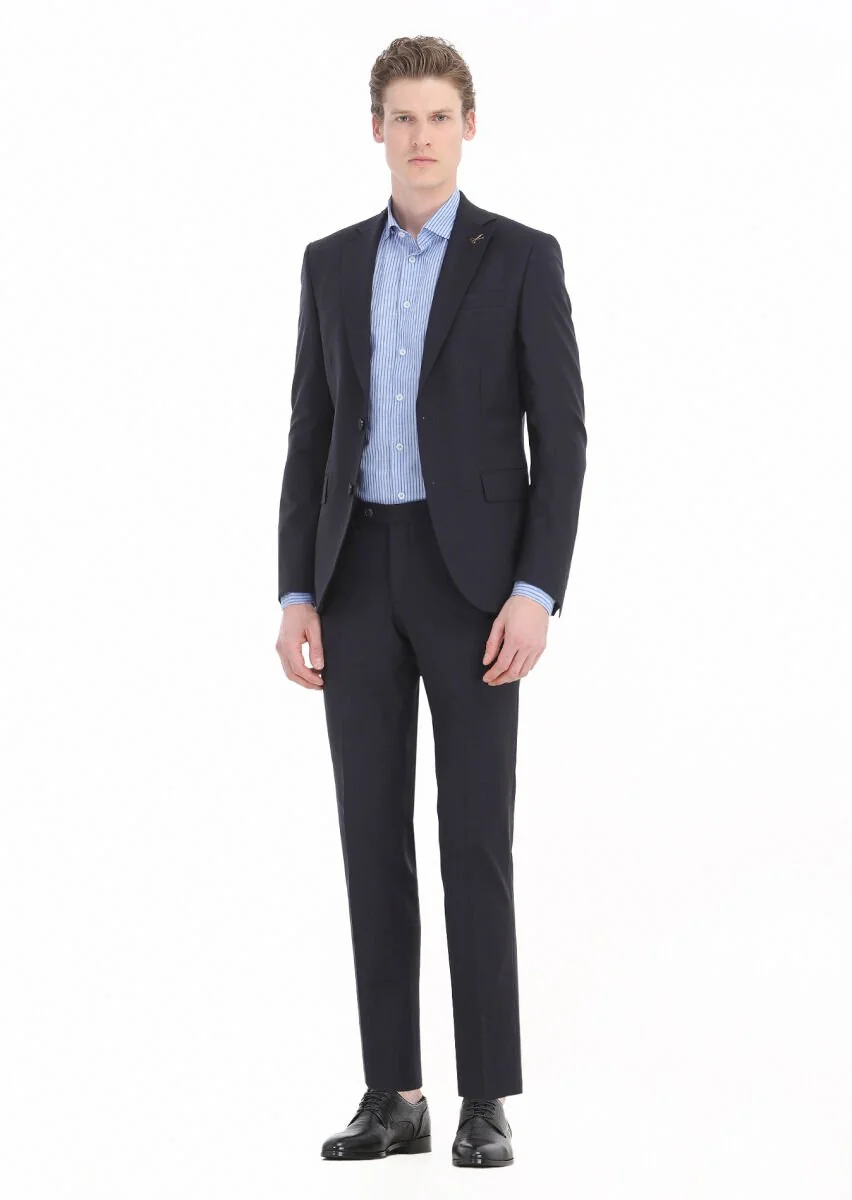 Mavi Çizgili Regular Fit Dokuma Casual Pamuk Karışımlı Gömlek - 3