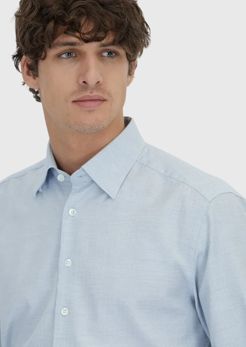 Mavi Desenli Casual Fit Dokuma Casual %100 Pamuk Gömlek - 3