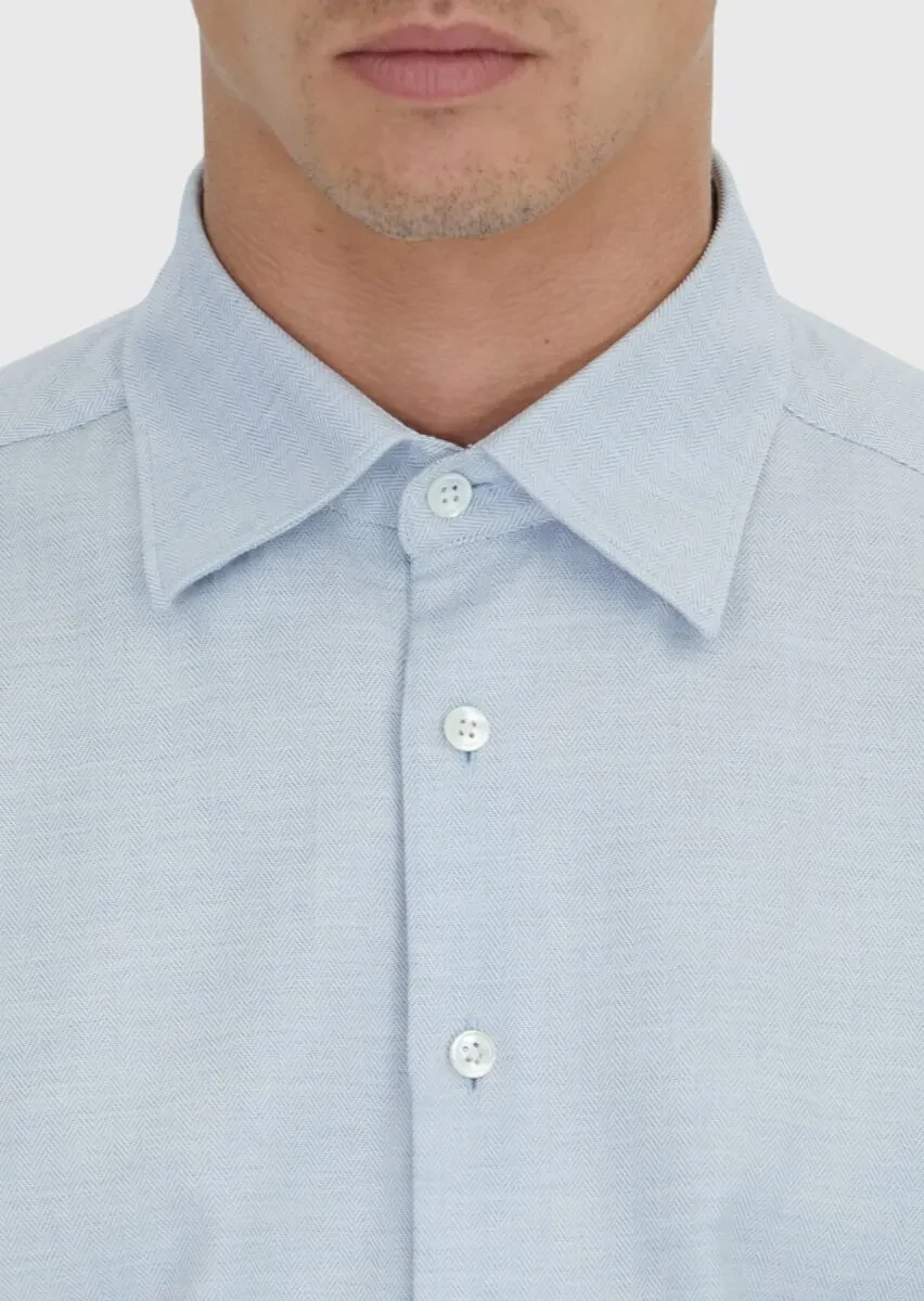 Mavi Desenli Casual Fit Dokuma Casual %100 Pamuk Gömlek - 5