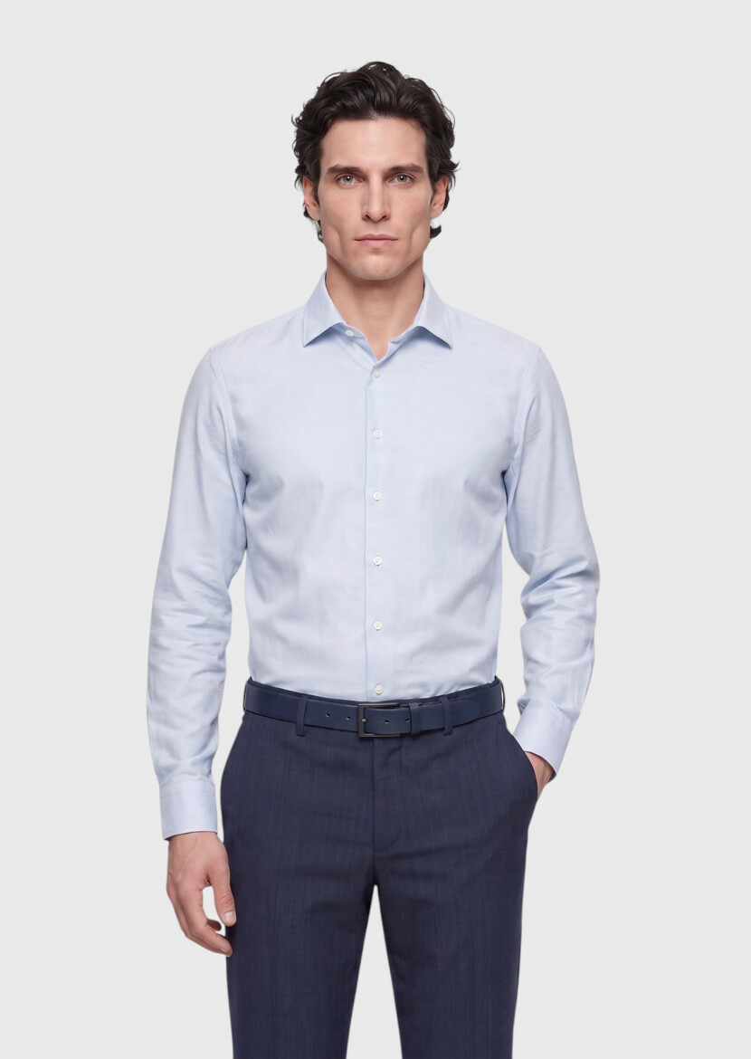 Mavi Desenli Casual Fit Uzun Dokuma Casual %100 Pamuk Gömlek 