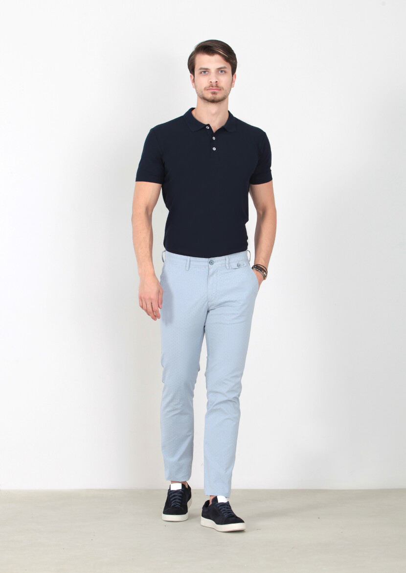 Mavi Desenli Dokuma Regular Fit Casual Pamuk Karışımlı Pantolon 