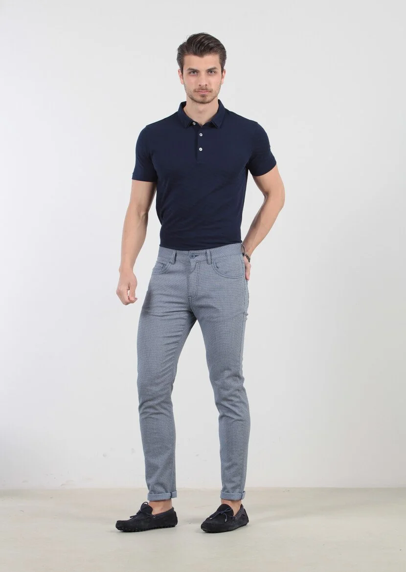 Mavi Desenli Dokuma Slim Fit Casual Pamuk Karışımlı Pantolon - 2