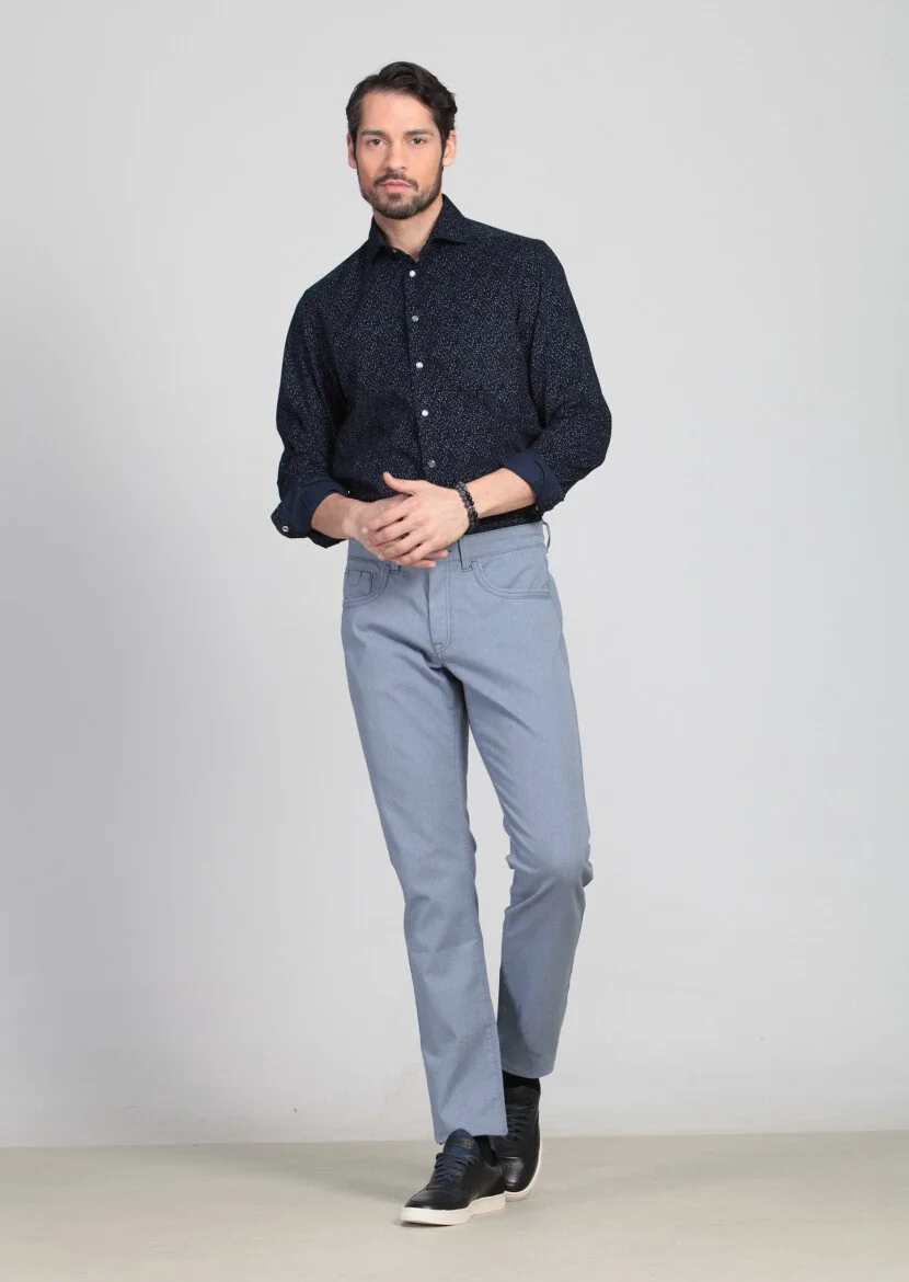 Mavi Desenli Dokuma Slim Fit Casual Pamuk Karışımlı Pantolon - 3