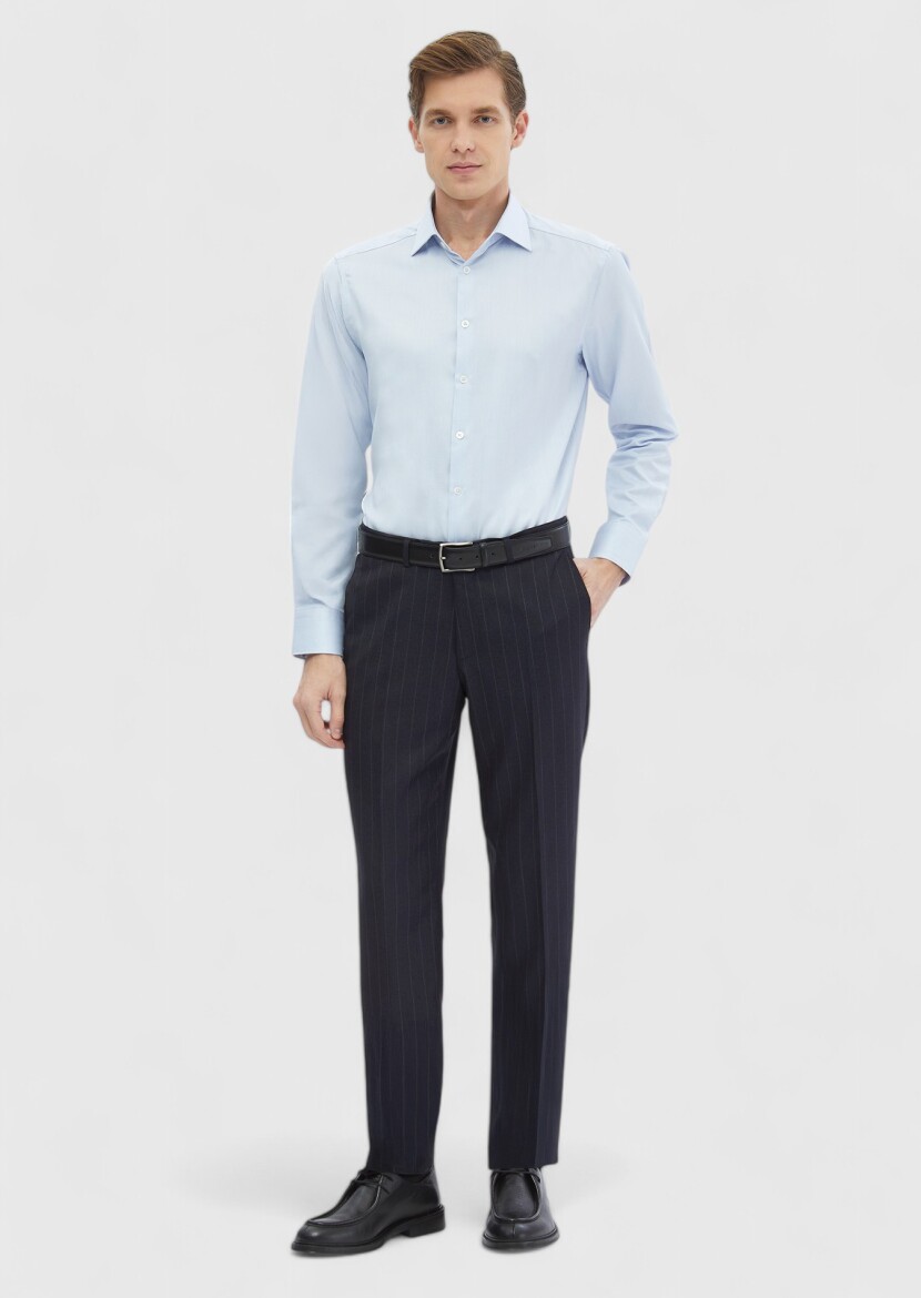 Mavi Desenli Regular Fit Dokuma Klasik %100 Pamuk Gömlek - RAMSEY