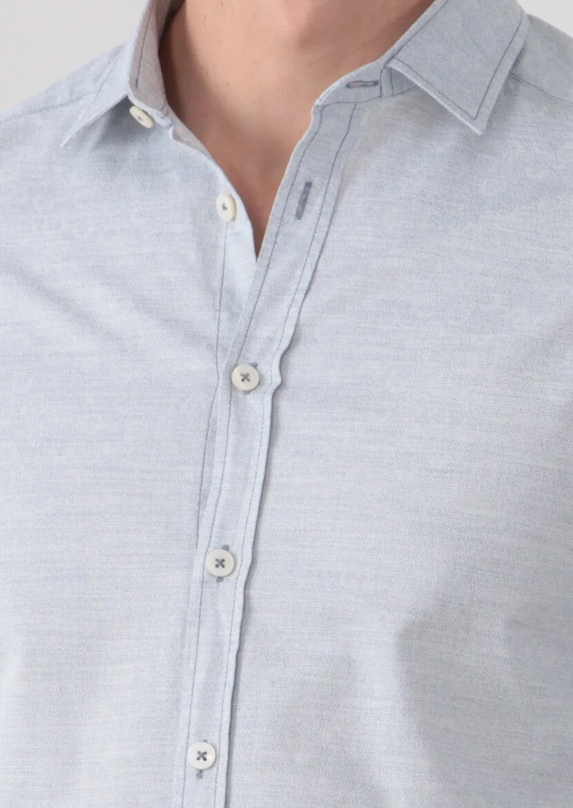 Mavi Desenli Slim Fit Dokuma Casual %100 Pamuk Gömlek - 4