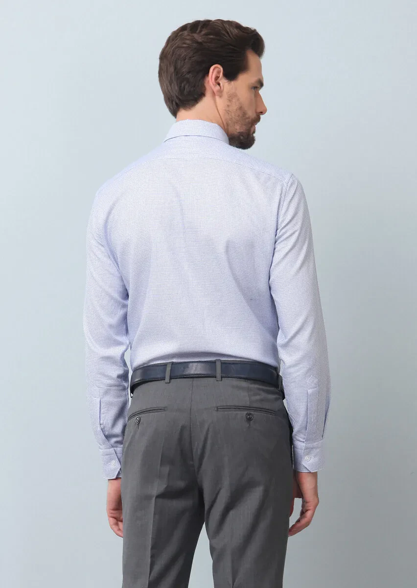 Mavi Desenli Slim Fit Dokuma Klasik %100 Pamuk Gömlek - 9