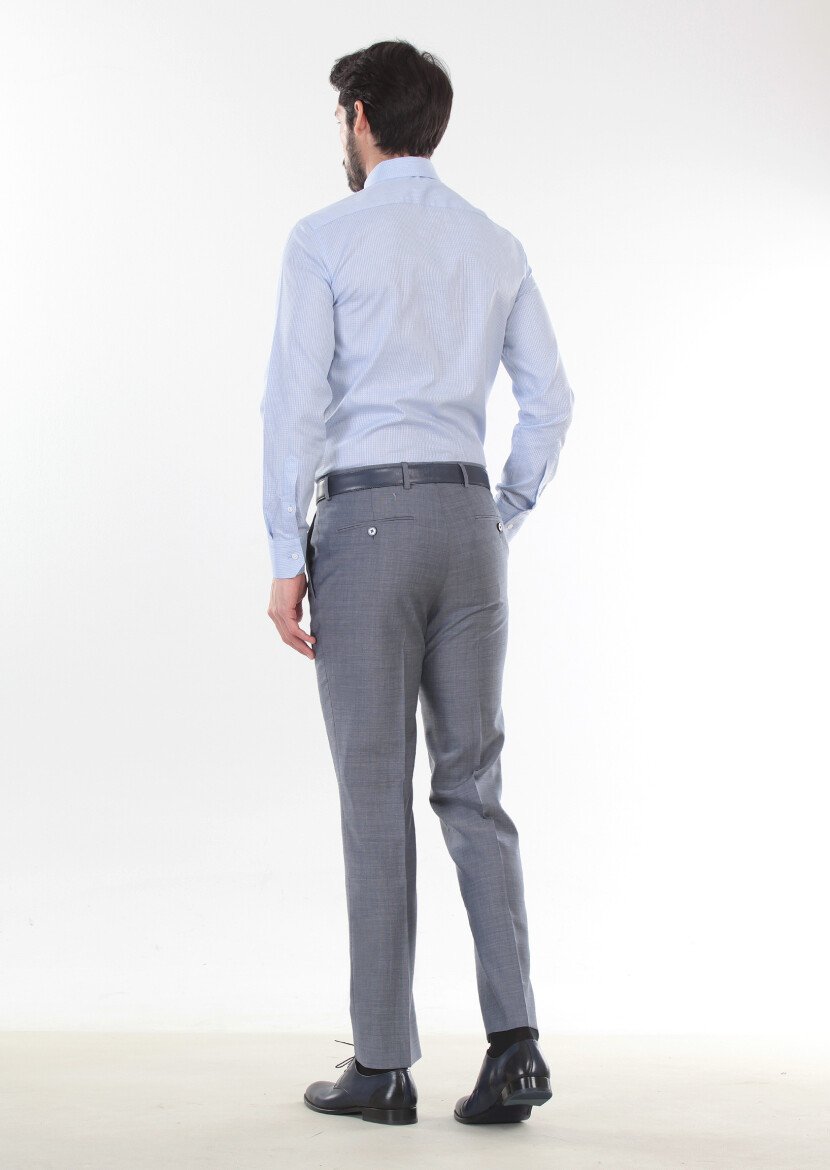 Mavi Dokuma Modern Fit Klasik %100 Yün Pantolon 