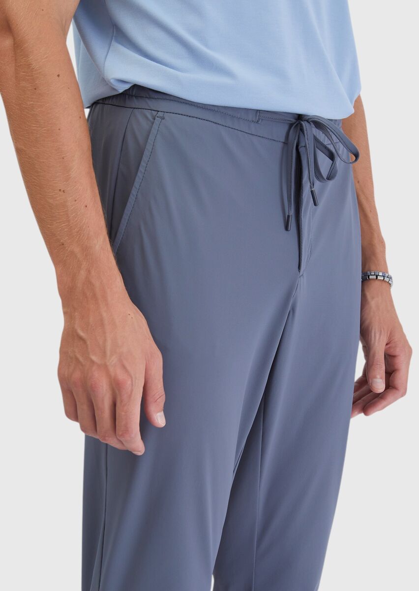 Mavi Düz Dokuma Jogging Fit Casual Pantolon - 4