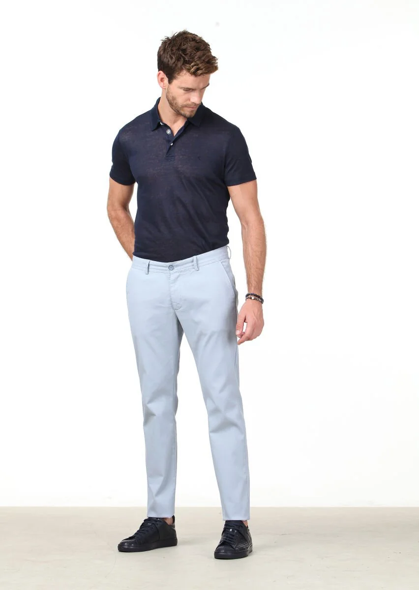Mavi Düz Dokuma Regular Fit Casual Pamuk Karışımlı Pantolon - 1