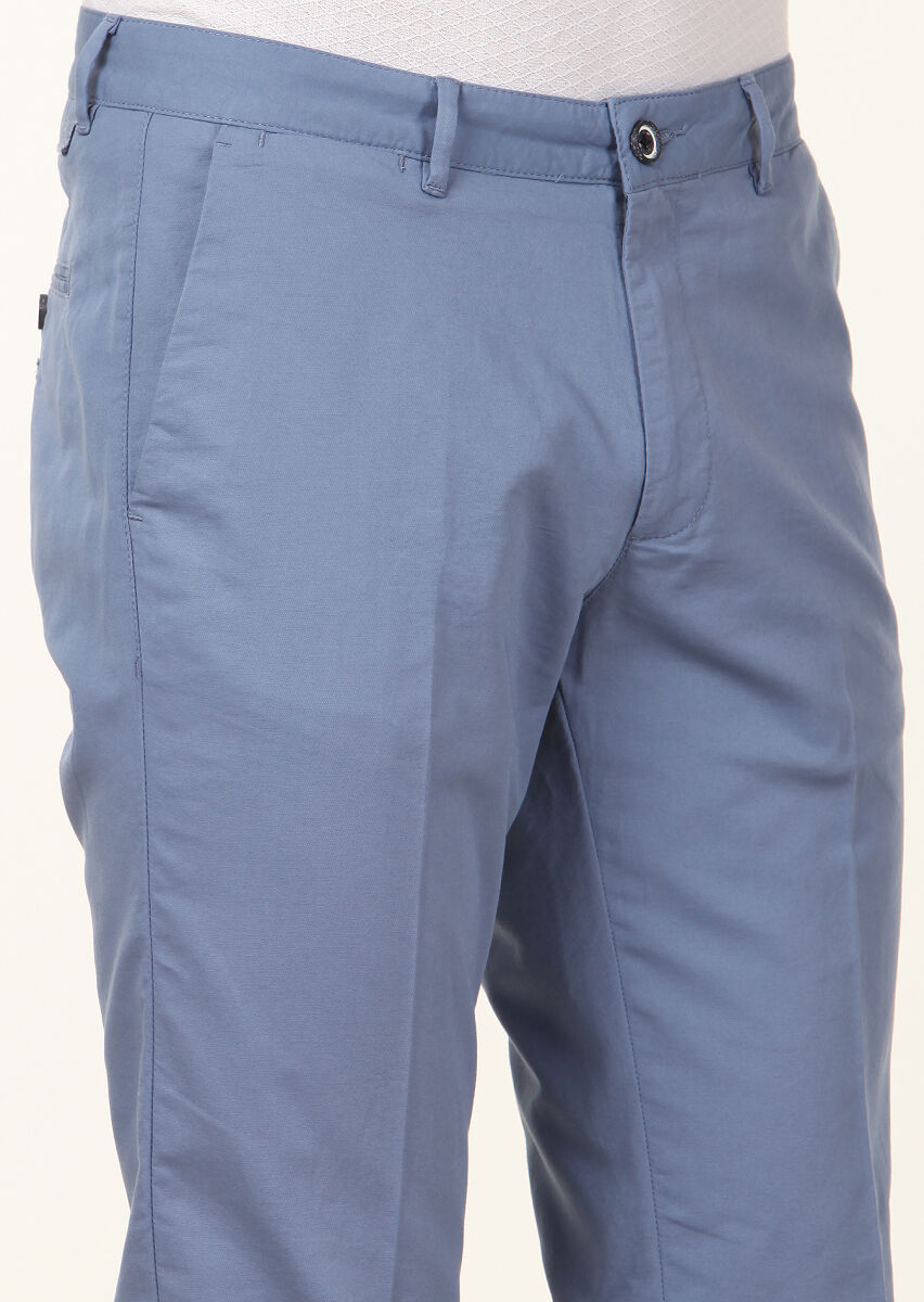 Mavi Düz Dokuma Regular Fit Casual Pamuk Karışımlı Pantolon - 3