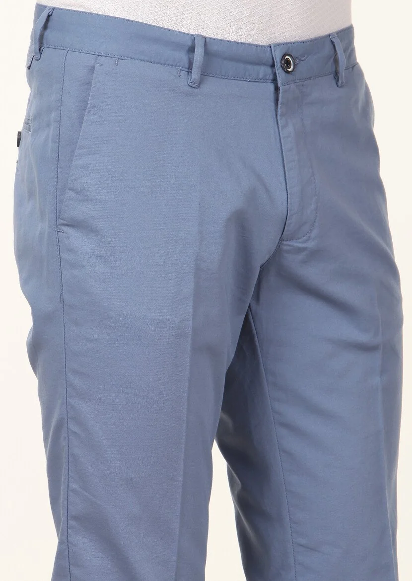 Mavi Düz Dokuma Regular Fit Casual Pamuk Karışımlı Pantolon - 3