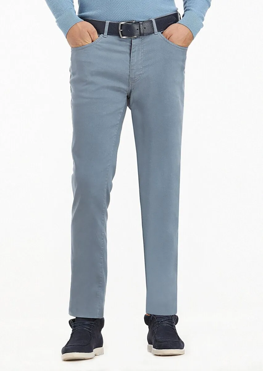 Mavi Düz Dokuma Slim Fit Casual Pantolon - 2