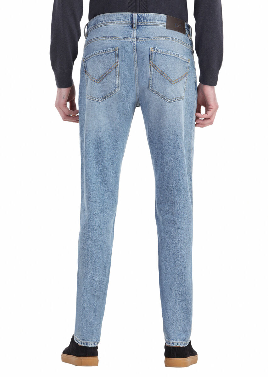 Mavi Düz Regular Fit Denim Pamuk Karışımlı Pantolon - 3