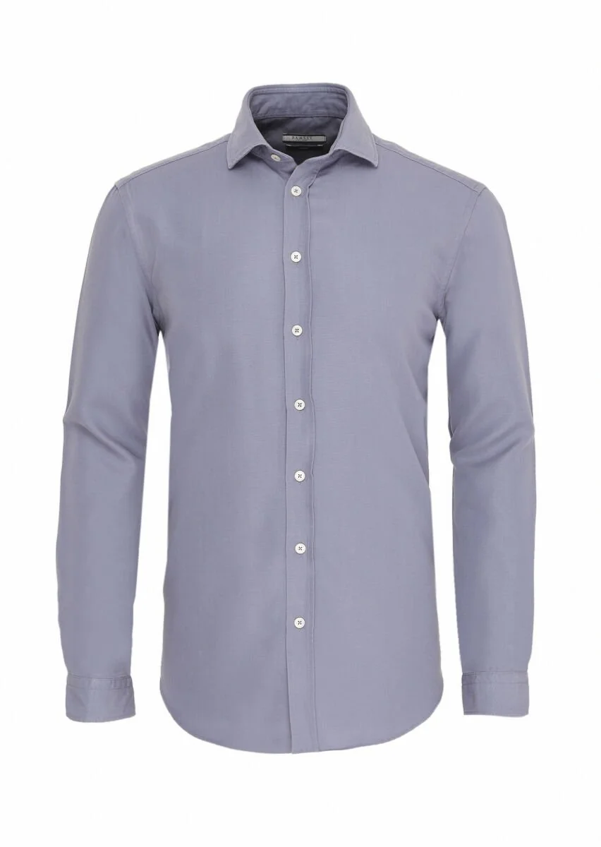 Mavi Düz Regular Fit Dokuma Casual Pamuk Karışımlı Gömlek - 1