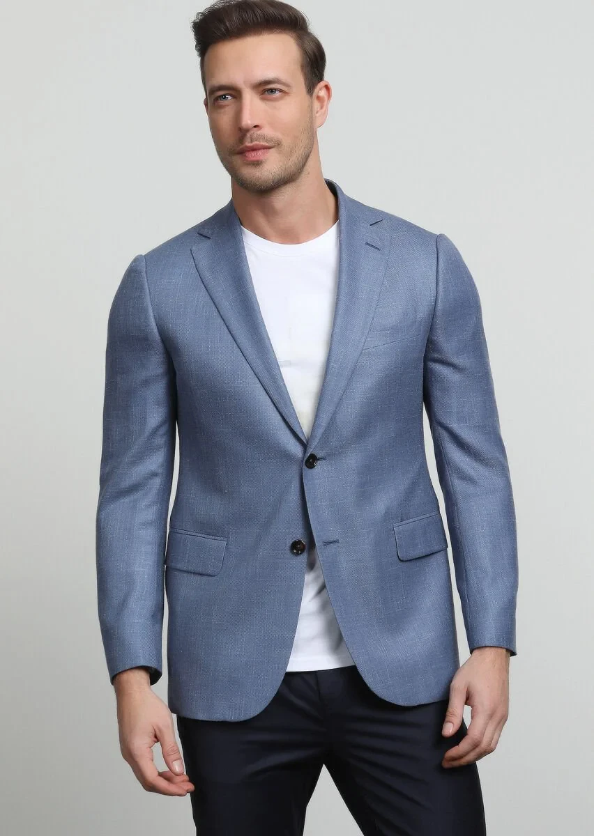 Mavi Düz Regular Fit Kaşmir Karışımlı Ceket - 1
