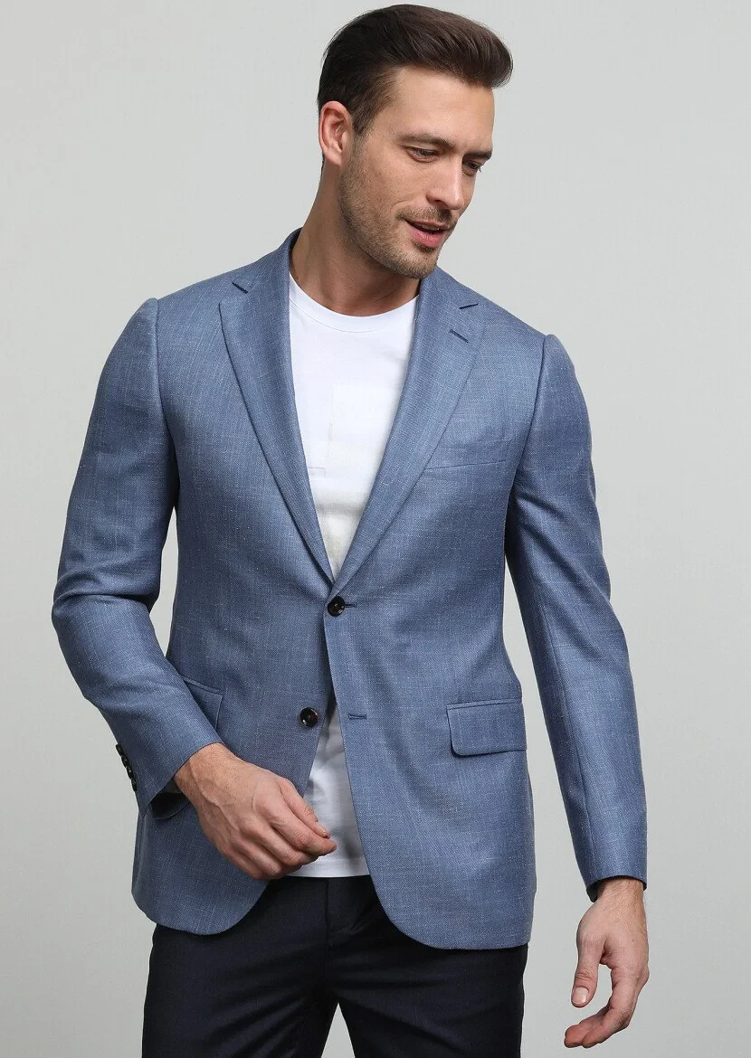Mavi Düz Regular Fit Kaşmir Karışımlı Ceket - 3