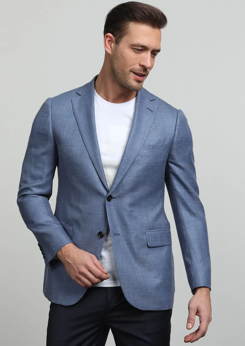 Mavi Düz Regular Fit Kaşmir Karışımlı Ceket - 3