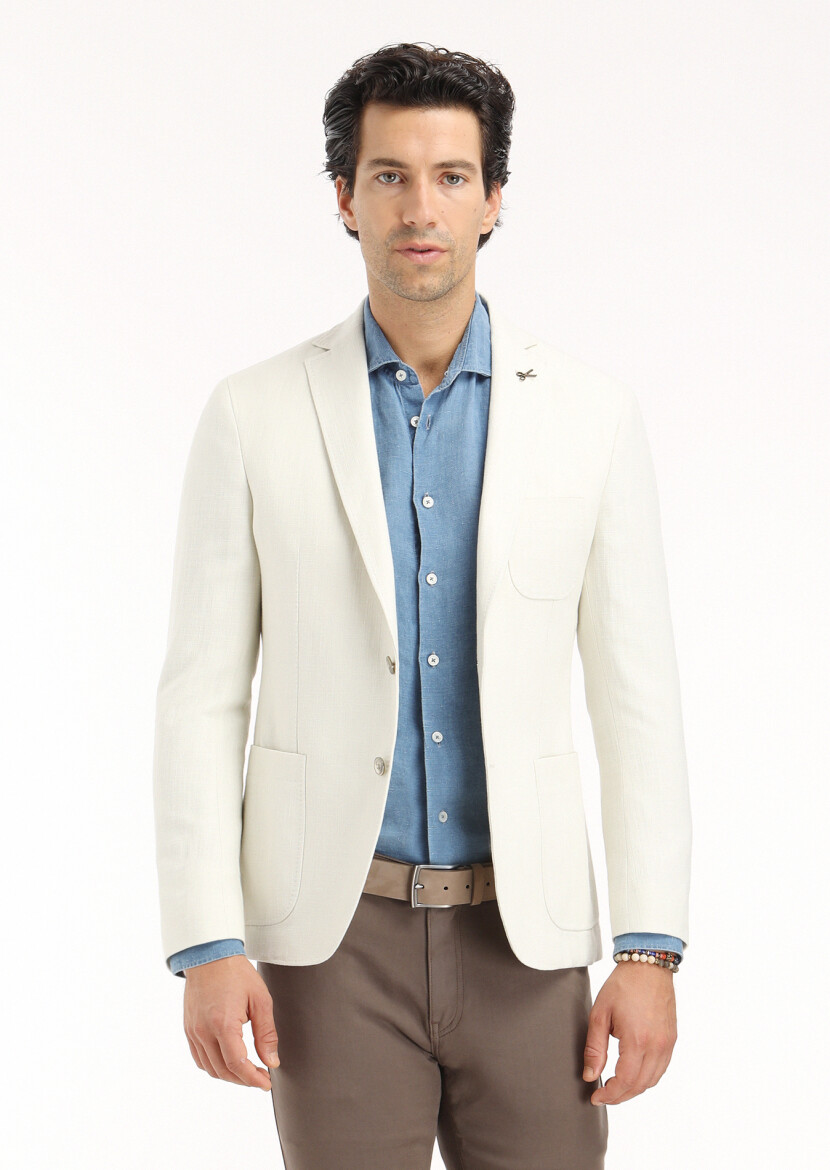 Mavi Düz Regular Fit Uzun Dokuma Casual Gömlek - 5